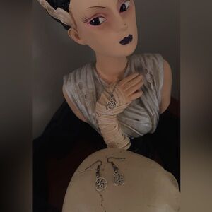 Silver Pentagram Necklace and Earring Set